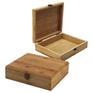 Wholesale Rustic Rectangle Unfinished Storage Custom Keepsake Paulonia Wooden Wood Sewing Kit Set Box With Hinged Lid Logo
