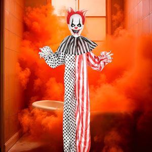AROMA 47" Decoración de Halloween de <span class=keywords><strong>Payaso</strong></span> Animado Colgante con Sonido y Cabeza Móvil para Exhibición en Casas Encantadas, Fiestas, Jardín, Porche, Bar - Product Image 1