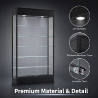 Neu Eingetroffene Vitrine aus Gehärtetem Glas mit Aluminiumrahmen, LED-Beleuchtung, 5 Verstellbaren Regalen, Abschließbarer Tür, Großhandel