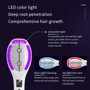 Atomisasi minyak esensial Anti rambut rontok pijat ion getaran cahaya merah biru sikat pijat rambut Laser listrik pertumbuhan rambut