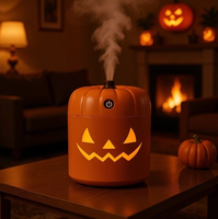 Diffuseur d'huiles essentielles en forme de citrouille, humidificateur aromathérapeutique, veilleuse lune et étoiles, 7 couleurs LED, pour chambre à coucher