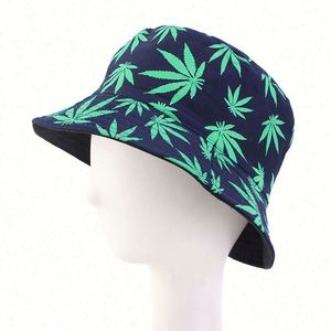 Wholesale Double Layer Bucket Hat Summer Hate Women Beach Colorful <b>Leaf</b> Bucket Cap for Sun Cap - Product Image 2