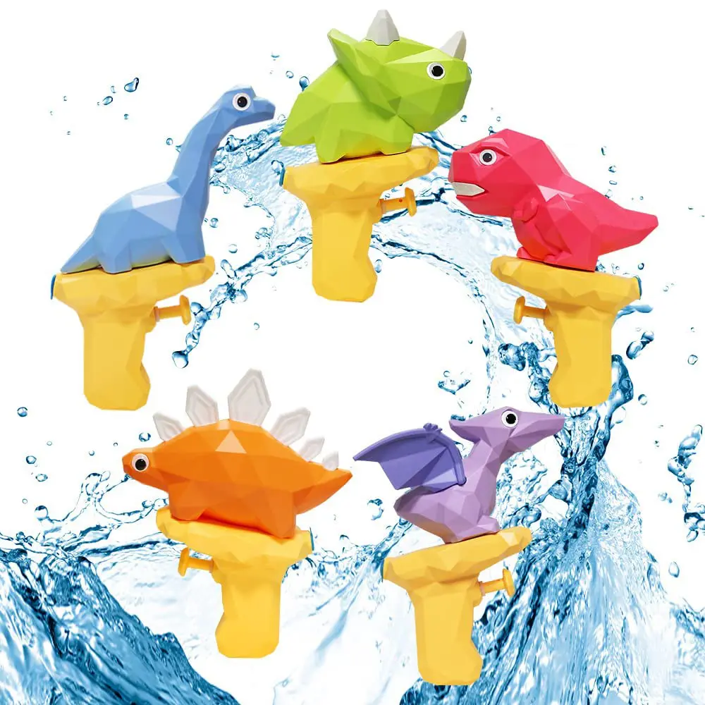 Çocuk küçük dinozor su tabancası ile ışıkları su tabancası basın stili mini karikatür oyuncak silahlar