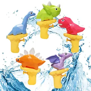 Pistola de agua de dinosaurio pequeño para niños, pistola de agua con luces, estilo de prensa, mini pistolas de juguete de dibujos animados