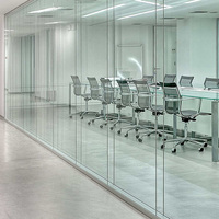 Cloison de séparation en verre pour bureau, sans cadre, simple/double vitrage, personnalisable, avec verre transparent