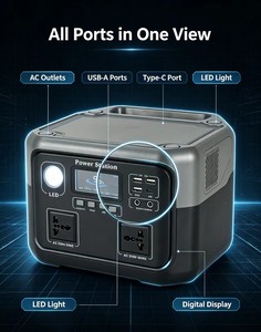 เครื่องกำเนิดไฟฟ้าพลังงานแสงอาทิตย์แบบพกพา 600W แบตเตอรี่ LiFePO4 สำรองไฟฉุกเฉิน คลื่นไซน์บริสุทธิ์ MPPT 448Wh พร้อมไฟฉาย - Product Image 3