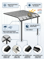 Auvent de balcon en aluminium, auvent incurvé, toit en polycarbonate, protection contre la pluie pour terrasse et jardin