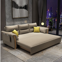 Multifunktionales Klappsofa, ausziehbares Schlafsofa aus Massivholz mit Stauraum für kleine Wohnzimmer im nordischen Stil