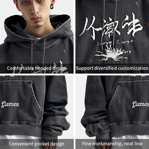 Sudadera con Capucha Vintage Personalizada 100% Algodón Lavado, OEM de Alta Calidad, Estilo Urbano, Lavado a la Piedra y al Ácido, Sudadera para Gimnasio - Product Image 3