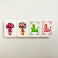 Jeu de tuiles de mahjong américain en acrylique ivoire gravé sur mesure, luxueux, durable, pliable, portable, tapis de table, cadeau pour 4 joueurs, famille