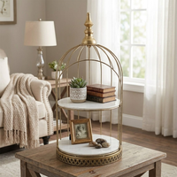 Nouveauté : Présentoir de Luxe à 3 Niveaux en Forme de Cage à Oiseaux Dorée, Plateau de Service Moderne en Métal pour Desserts, Idéal pour Mariages, Fêtes et Décoration Intérieure de Boutiques