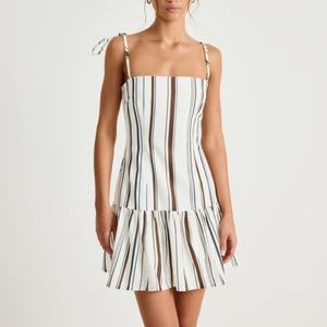 Robe d'été chic à rayures mini pour femme, dos nu, vente en gros OEM, nouvelle collection - Product Image 1