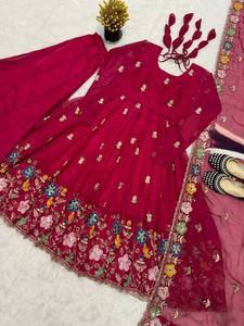 Vestido Tradicional Indio Pakistaní Salwar Kameez Anarkali, Elegante Diseño con Dupatta, Ropa de Fiesta para Mujer, Verano/Invierno, Corte Regular - Product Image 5