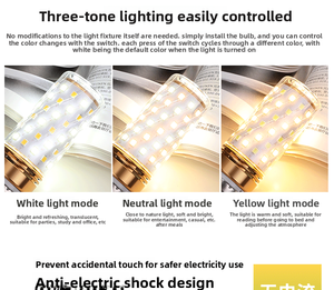 Bombilla LED superbrillante, lámpara de ahorro de energía tipo maíz, E27 E14, 12W, para el hogar, sala de estar, dormitorio, luz blanca cálida regulable. - Product Image 5
