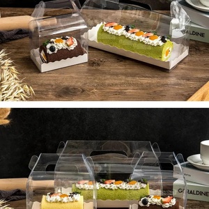 Boîtes à gâteaux roulés transparentes portables en plastique avec poignée pour aliments, finition brillante et mate en papier couché – Offre Spéciale - Product Image 5
