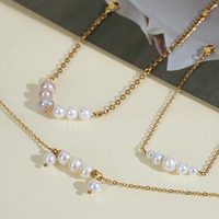 Bracelet élégant et minimaliste en acier inoxydable plaqué or 18 carats avec perles d'eau douce, chaîne à perles, réglable, bijoux de luxe pour femmes