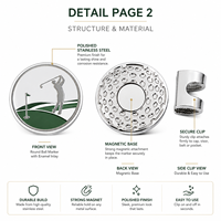 Marqueur de balle de golf en acier inoxydable de qualité industrielle, aimant puissant, durable, clip pour chapeau, design personnalisé, cadeau de golf unisexe