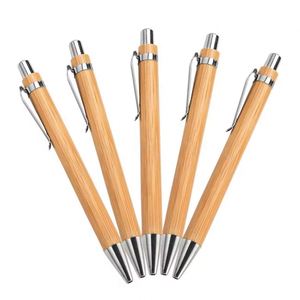 Eco Friendly Natural Bamboo Click Ballpoint <b>Pen</b>, Sustainable <b>Retractable</b> Advertising <b>Pen</b> With Stainless Steel Parts Custom Laser - Product Image 2