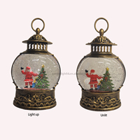 Lanterne de Noël LED en plastique léger, blanc chaud, avec paillettes, motif Père Noël, IP20, personnalisable, à piles, pour décoration de table et de maison - Grande Vente
