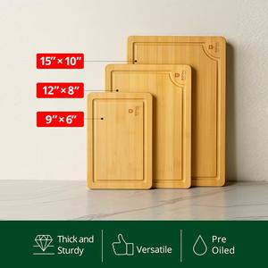 Tabla de cortar de bambú orgánico antideslizante con ranura para jugos, tabla de servir para cocina comercial, preparación diaria de comidas, picnic - Product Image 2