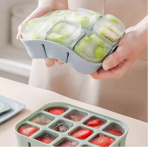 Conteneur de stockage d'aliments pour bébé en silicone de qualité alimentaire avec couvercle, moules en silicone, plateaux de congélation, sans BPA, bac à glaçons pour aliments pour bébé, livraison rapide - Product Image 4