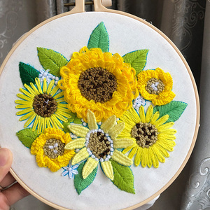Handmade DIY <b>Embroidery</b> Material <b>Kit</b> Colorful Floral Bouquet on Cotton Cloth Cross-Border English Design - Product Image 6