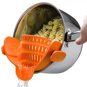 Coador De Silicone Resistente Ao Calor De Cozinha Para Massa De Espaguete Graxa De Carne Moída Clip-on Colander Se Encaixa Em Todas As Panelas Tigelas