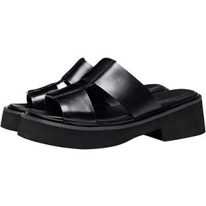 Nuevas sandalias de verano para hombre, con plataforma, de cuero, suela gruesa, punta abierta y tira recta. - Product Image 1