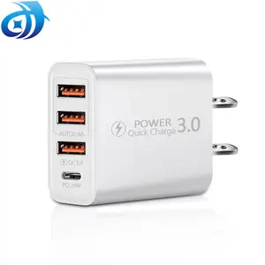 PD20W/QC3.0 + 2.4A 3 USB, cargador rápido de teléfono móvil, multi USB con adaptador de viaje PD de 40W