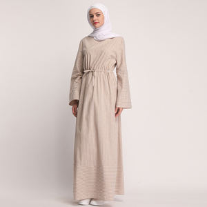 Neues Modisches Damen Freizeitkleid in Übergröße, Elegantes, Lockeres, Langärmeliges Abaya-Kleid mit Taillenband und Streifen für Club oder als muslimische Kleidung - Product Image 3