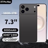 Ponsel Baru Original 2025 I17 Pro Max 5G Smartphone 16GB+1TB 90Hz Layar OLED 6.8 inci Kamera 108MP QHD Memori Besar Terbaik