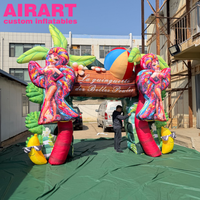 Arche gonflable colorée en forme de poulet, modèle personnalisé pour événement estival