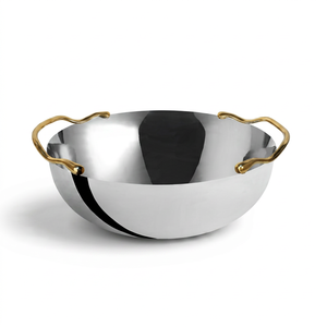 Bol en acier inoxydable de luxe avec poignées décoratives, élégant bol de service pour la maison, l'hôtel et le restaurant - Product Image 1