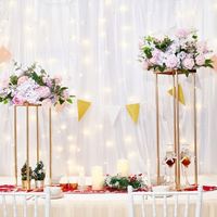 Centres de table pour mariage, support à fleurs en métal doré, centres de table de mariage, vases hauts, support à fleurs pour décorations de mariage