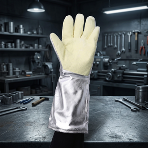 Gants anti-brûlure en feutre para-aramide aluminisé résistant à la chaleur haute température (500°C), résistance à l'abrasion, épaisseur 4 mm - Product Image 2