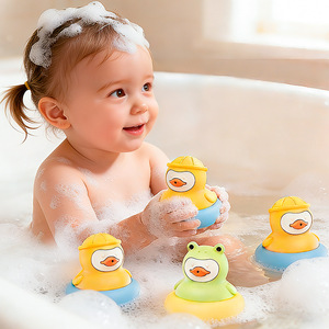<b>Mini</b> Duck Bath Toy With Spray Water Function For Infants And Toddlers 0-3 Years Old Frog And Yellow Duck Design - Product Image 4