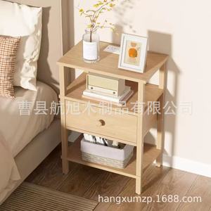 Mesita de noche de madera con cajón y estante para dormitorio, sala de estar, organizador de almacenamiento - Product Image 4