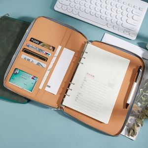 Business Zipper-bound Multi-Function Portable A5 Custom logo Hardcover Loose-<b>leaf</b> Notebook Planner - Product Image 2
