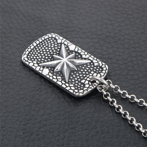 Colgante con etiqueta militar con patrón de estrella de ocho puntas, collar de acero de titanio para hombres y mujeres SP737 - Product Image 2