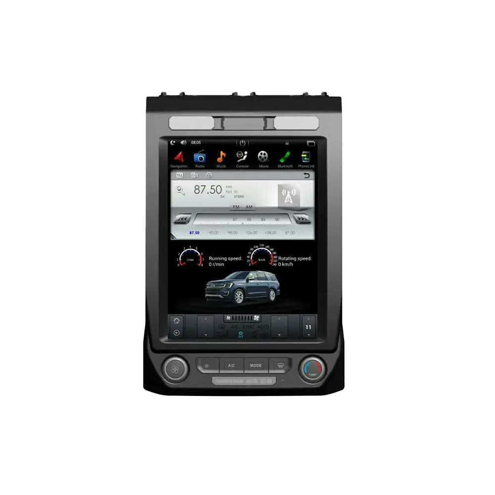 Pemutar Dvd Mobil Layar Vertikal Gaya Tesla, Pemutar Dvd Android, Navigasi Gps, Radio Depan Unit untuk Ford F150, Ekspedisi, 2018