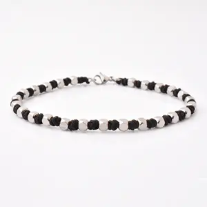 Wholesale Summer Hand-Woven Stainless Steel Bead Rope Braided Small Beads Bracelet