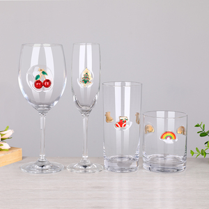 Metálico pegado 3D esmalte decorativo emblema icono adjunto vino tinto beber champán flauta rocas Highball Collins Glass - Product Image 1