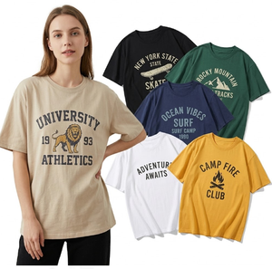 Camiseta Vintage con Estampado Universitario, Unisex, 100% Algodón Grueso, Talla Única, Exceso de Inventario en China, Lista para Enviar, 18-45 Años - Product Image 1