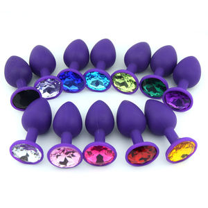 Hot Sale 3 Größen Silikon Anal <span class=keywords><strong>Plug</strong></span> Mit Kristall knöpfen Farbige Edelsteine <span class=keywords><strong>Butt</strong></span> <span class=keywords><strong>Plug</strong></span> Männlich Weiblich Anal Trainer Masturbation Schwanz - Product Image 6