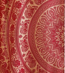Maroon Elephant Mandala Curtains, Boho Hippie <b>Light</b> Filtering <b>Window</b> Drapes, 2 Panels, 74 Inch Length, Living Room & Bedroom - Product Image 5
