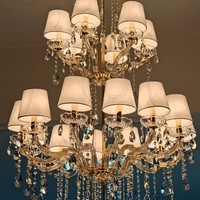 Grand lustre en cristal à plusieurs niveaux pour villa à plafond haut, éclairage de hall d'escalier