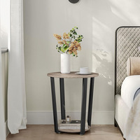 Rustique brun et noir Accent industriel cadre en acier Table d'extrémité assemblage facile meubles de salon Table d'appoint panneau d'étagère de rangement