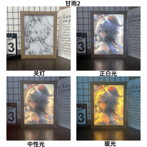 100 รูปแบบอะนิเมะภาพวาดแสงGenhsin Impactอะนิเมะไฟกลางคืน<span class=keywords><strong>Raiden</strong></span> Shogun Neuvillette Lyney Ledกรอบรูปโคมไฟของเล่น - Product Image 5