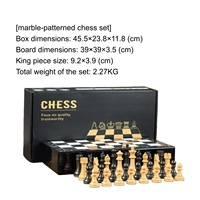 Jeu d'échecs professionnel à motif marbré de 39 cm - Conception pliable - Certifié sûr - Emballage personnalisé - Proposition de vente