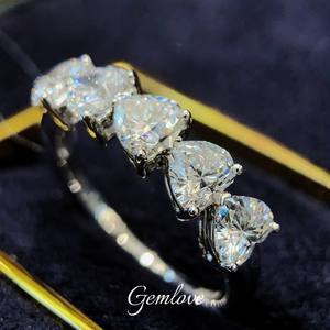 แหวนเพชร PT950แพลทินัมสำหรับผู้หญิงพร้อมเพชร5x0.31CT โตในห้องทดลองแหวนหมั้นแบบปรับได้สำหรับเป็นของขวัญ/สวมใส่ทุกวัน - Product Image 1